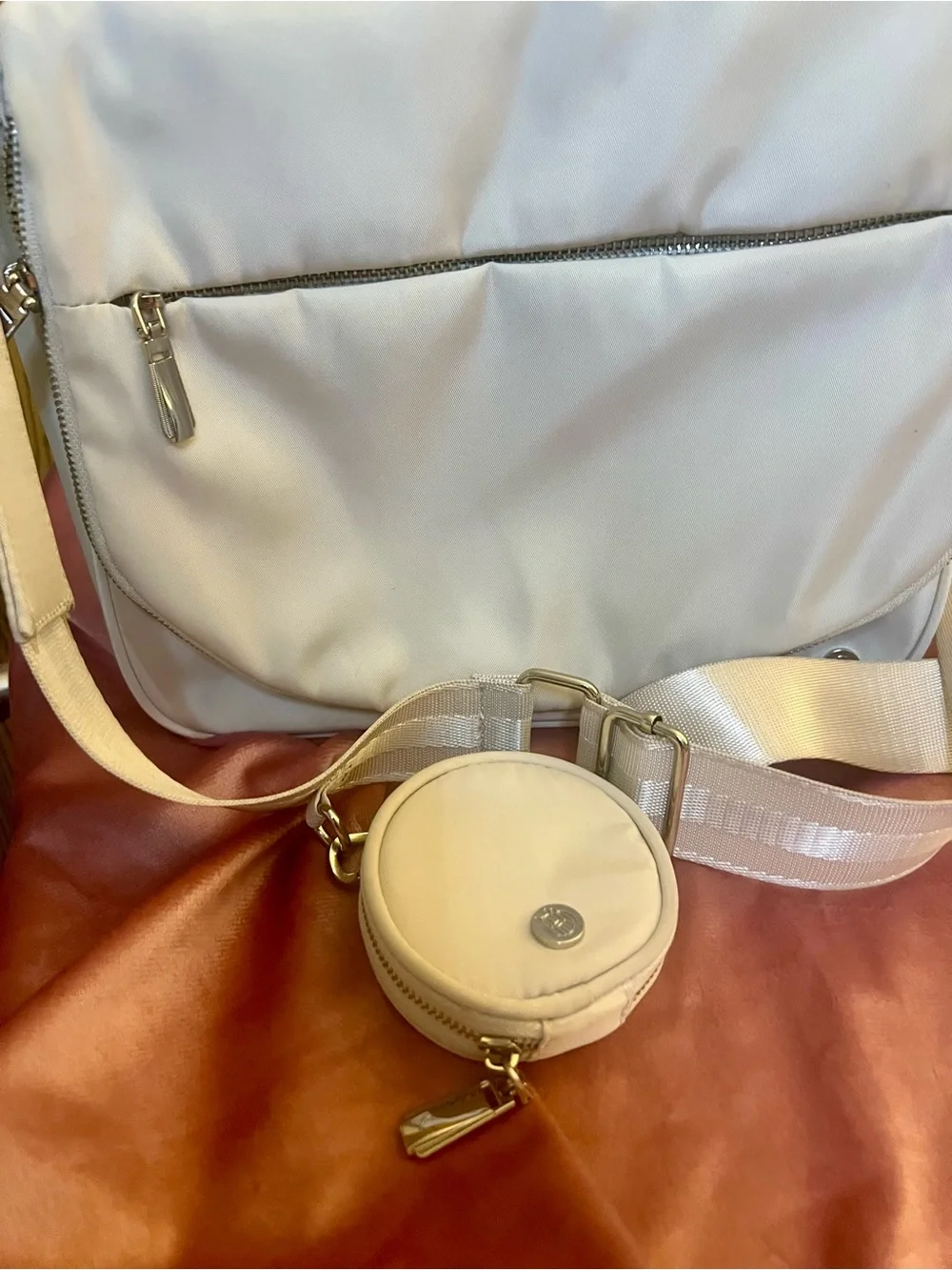 House of Harlow beige nylon crossbody bag